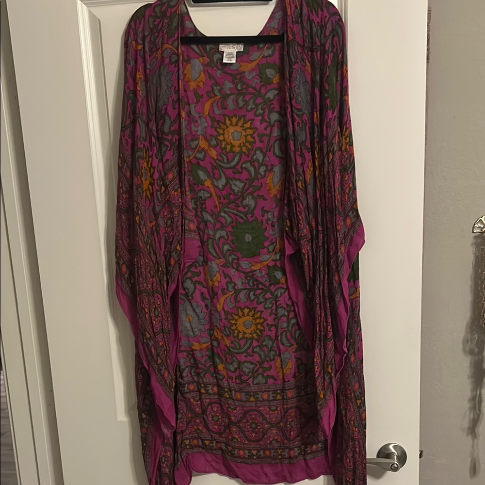 NWOT Free People Pink and Green Patterned Kimono